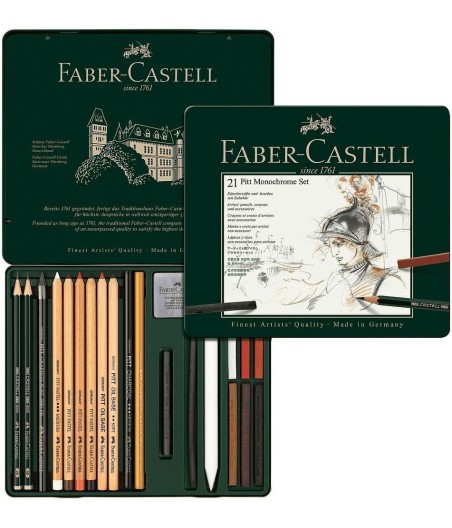 Faber-Castell PITT Monochrome medium Metalletui (21er Set)