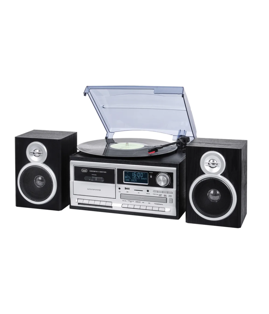 Stereo Plattenspielersystem mit Digital DAB / DAB Empfänger + Bluetooth-Encoding,  Kassette, Fernbedienung in schwarz TT 1072