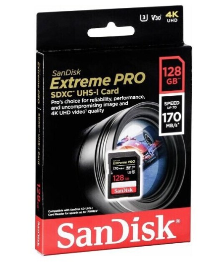 SanDisk Extreme PRO UHS-I V30 200 MB/s SD SDXC 128GB