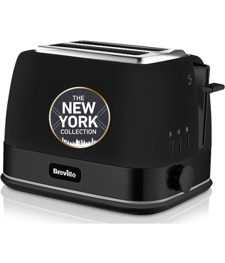 Breville Toaster für 2 Scheiben mit Brötchenaufsatz | „New York“-Kollektion | Schwarz [VTT946X]